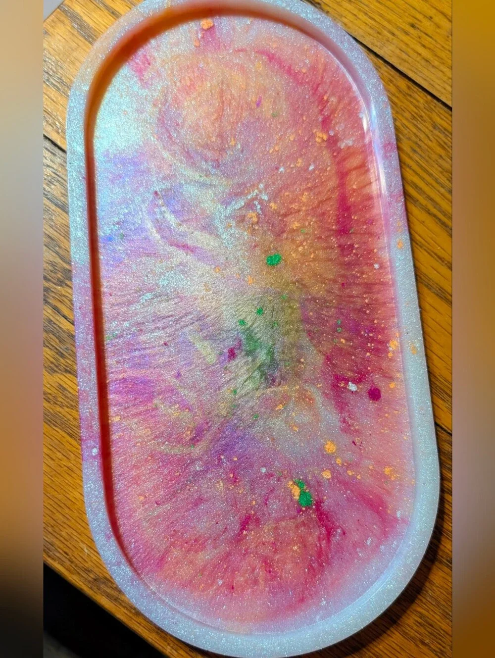Handmade Iridescent Rainbow Resin Trinket Tray